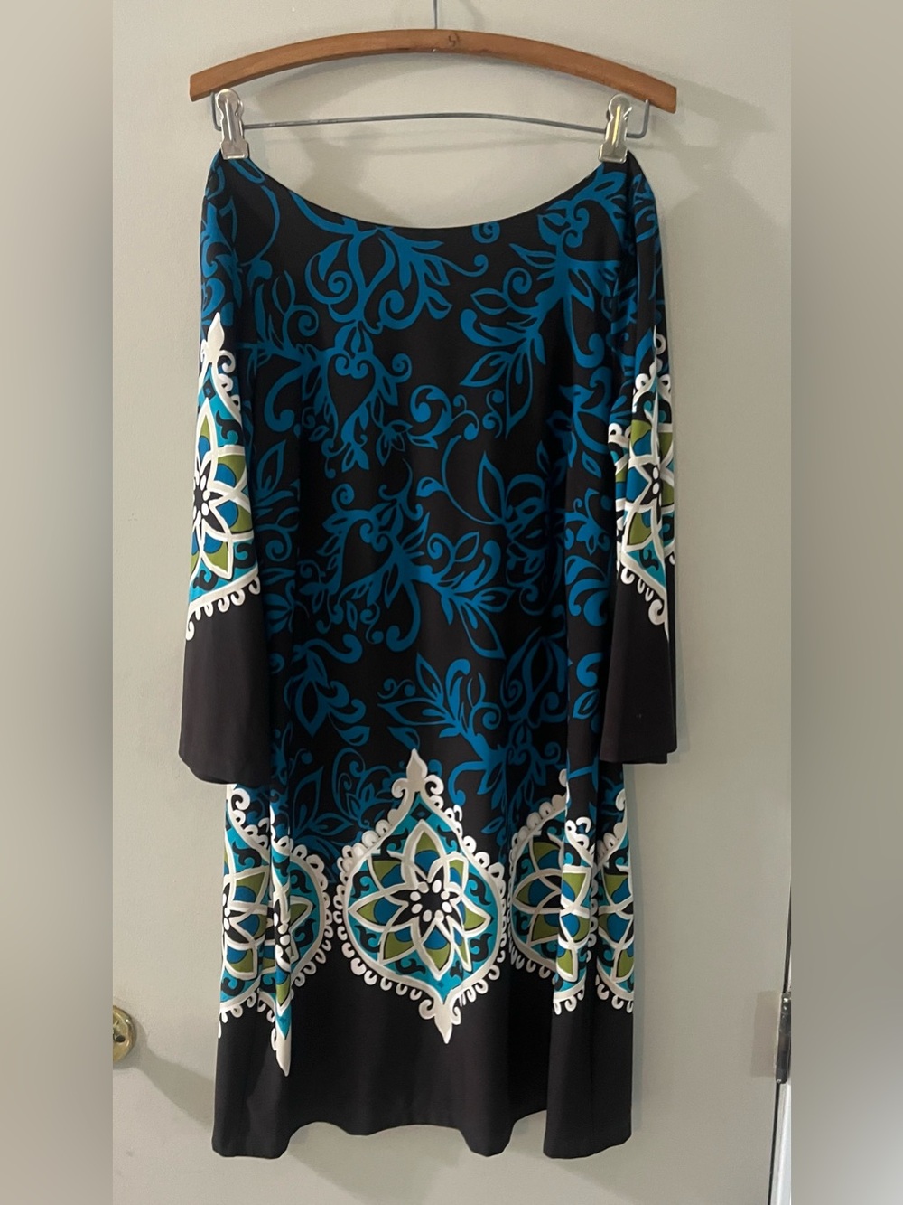 Intermission Brown & Teal Printed Women's Dress, Size 12